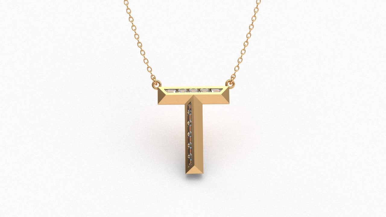 Diamond Initial Pendant in 18K Gold