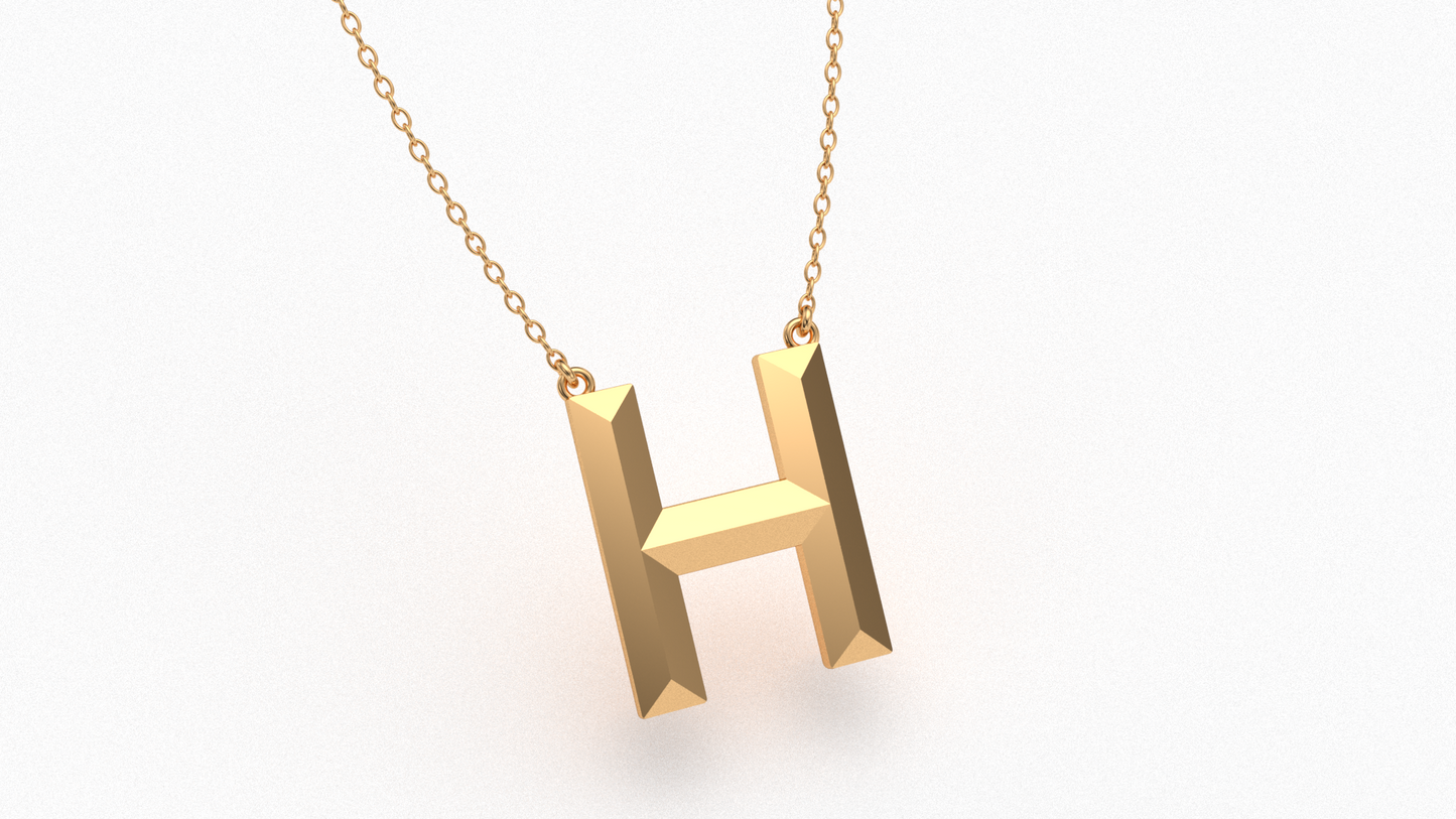 Knife Edge Initial Pendant in 18K Gold
