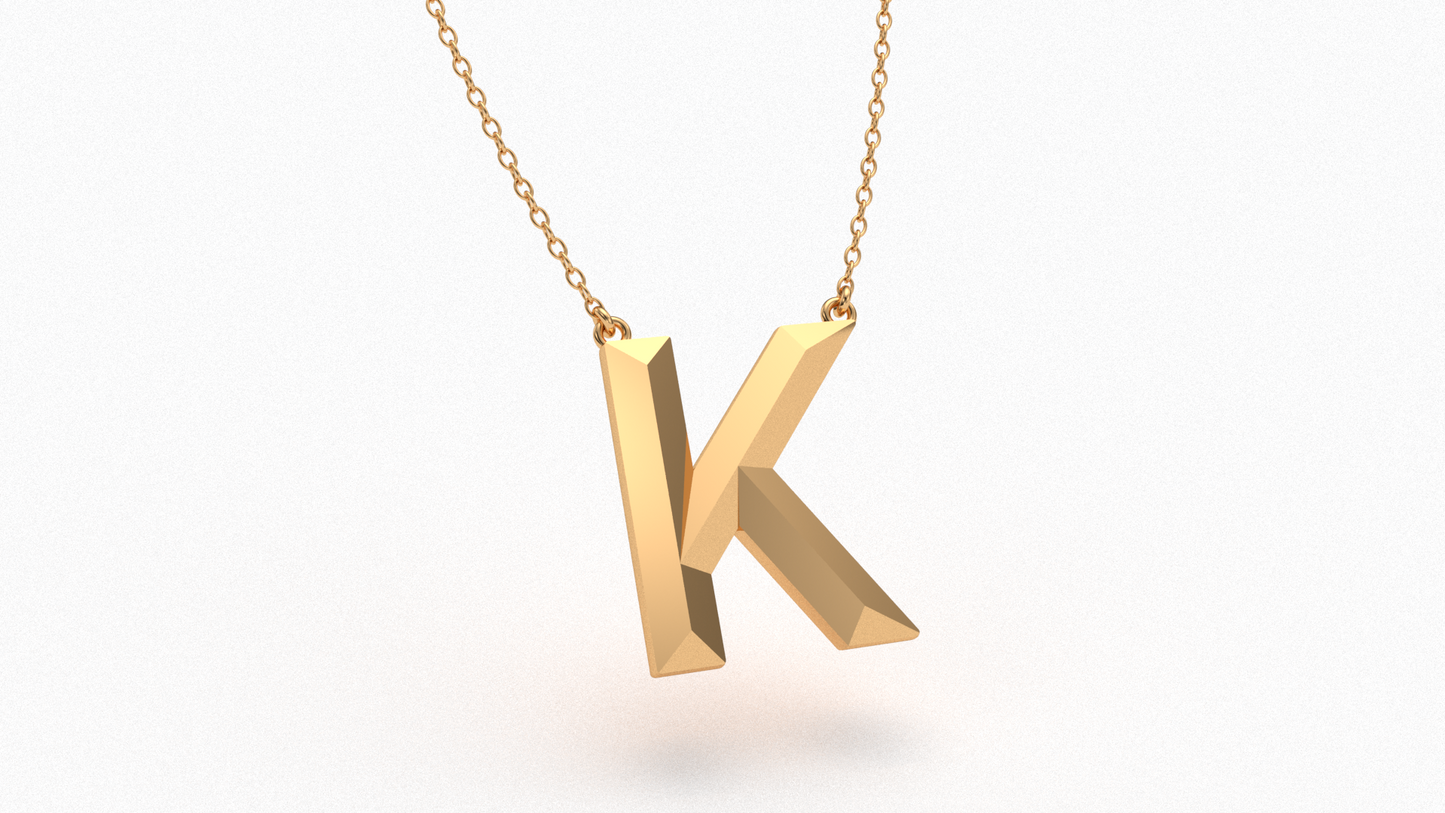 Knife Edge Initial Pendant in 18K Gold