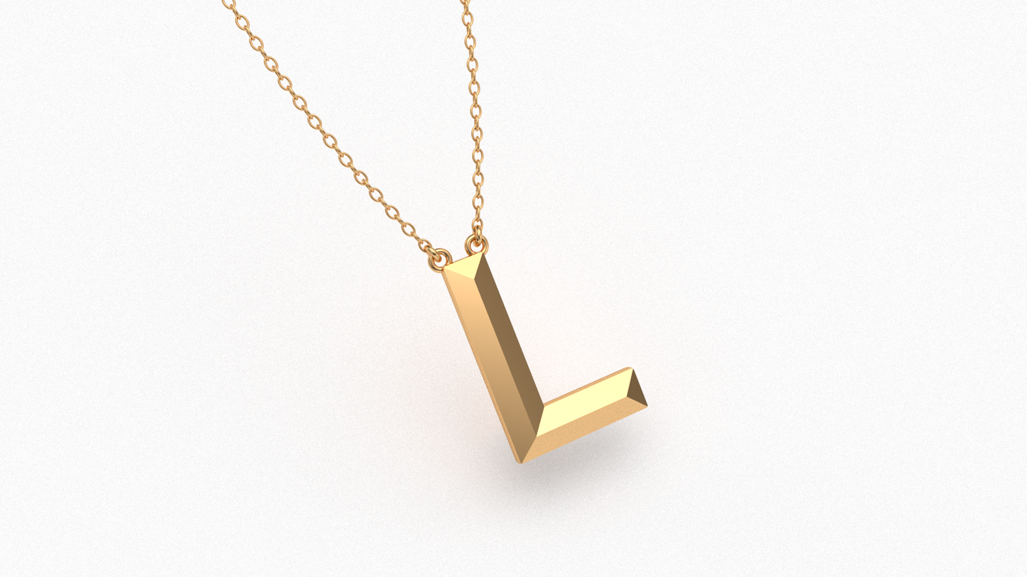 Knife Edge Initial Pendant in 18K Gold