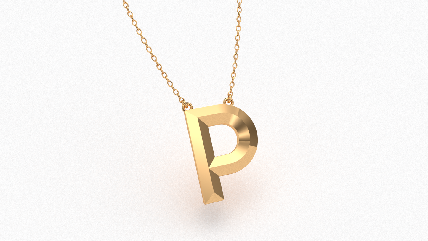 Knife Edge Initial Pendant in 18K Gold