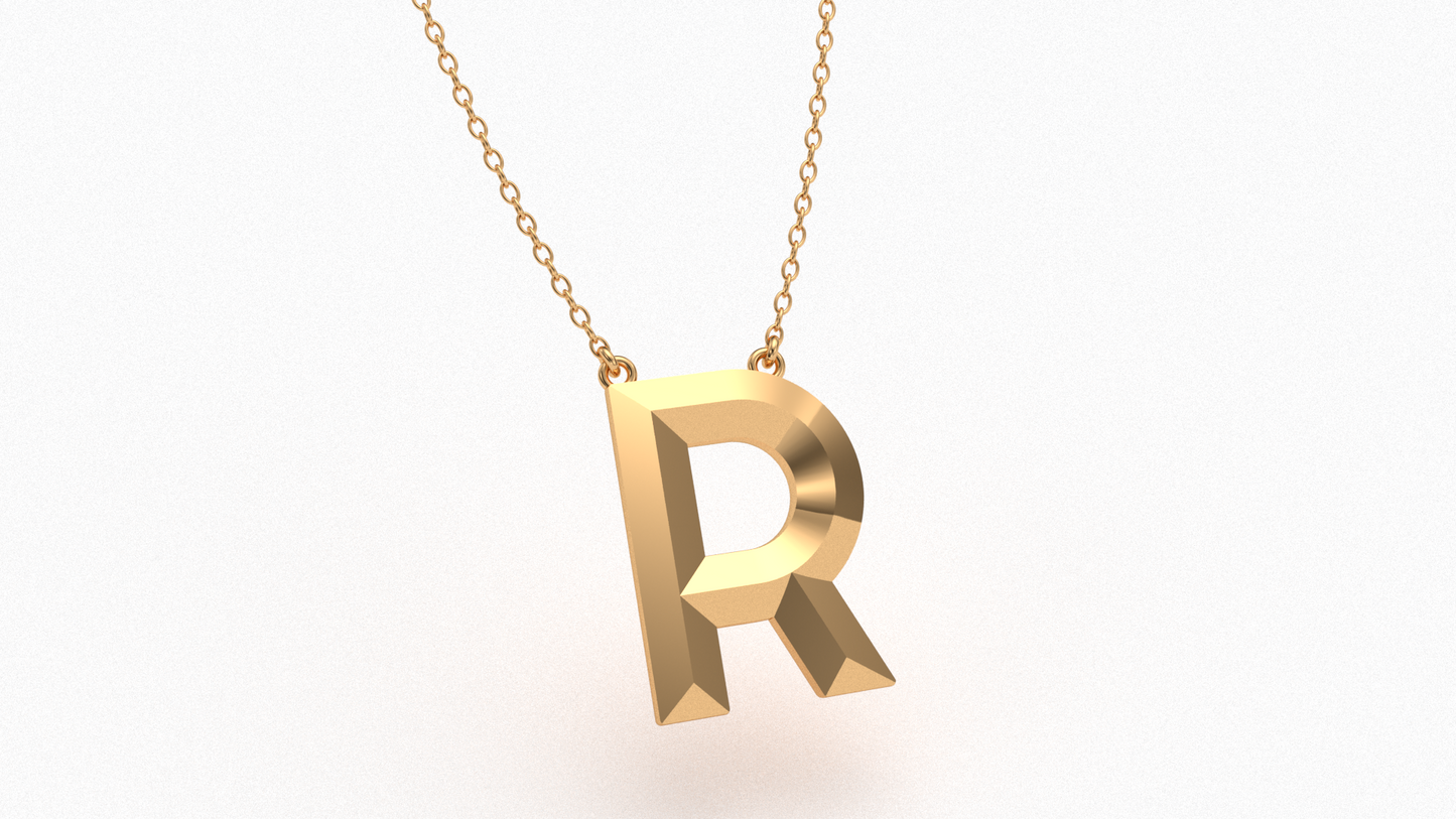 Knife Edge Initial Pendant in 18K Gold