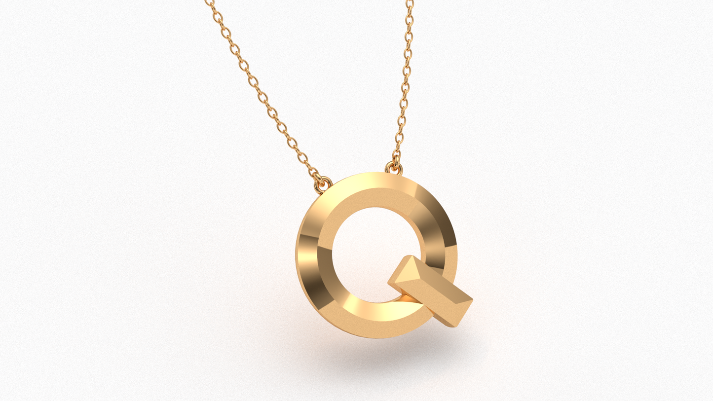 Knife Edge Initial Pendant in 18K Gold