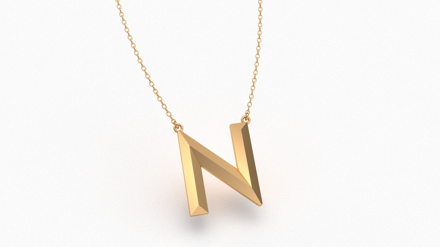 Knife Edge Initial Pendant in 18K Gold