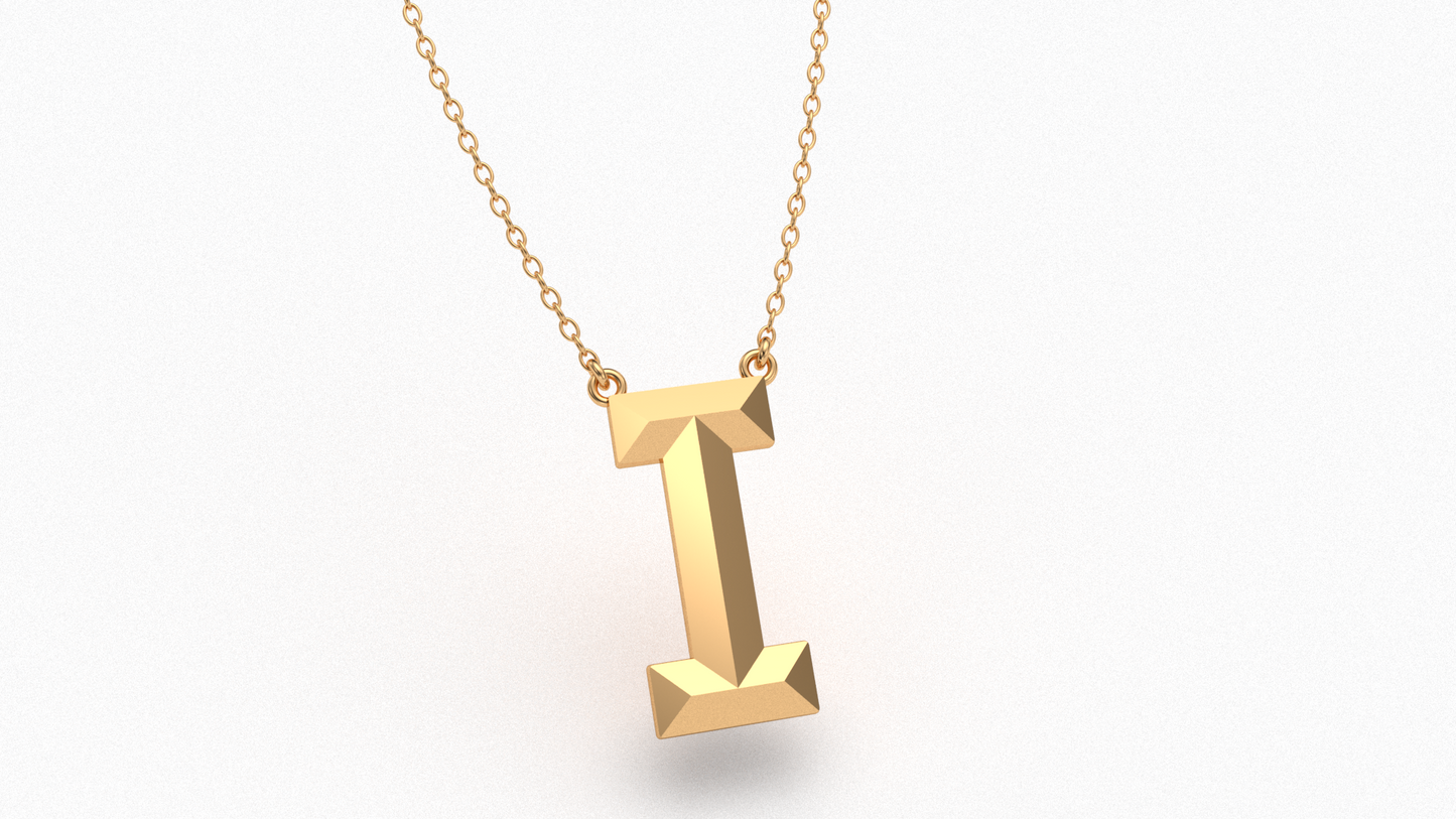 Knife Edge Initial Pendant in 18K Gold