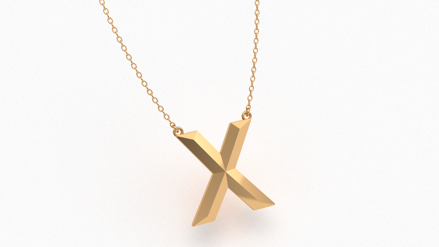 Knife Edge Initial Pendant in 18K Gold