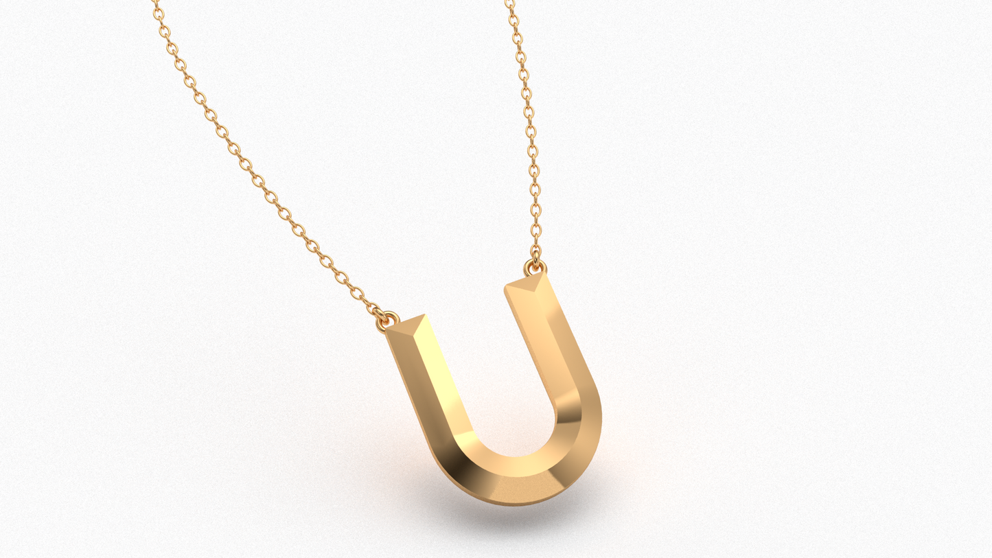Knife Edge Initial Pendant in 18K Gold
