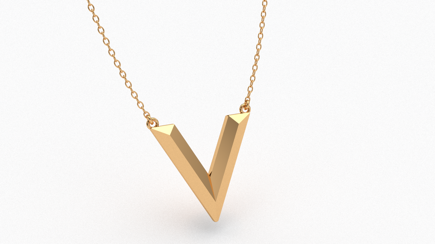 Knife Edge Initial Pendant in 18K Gold