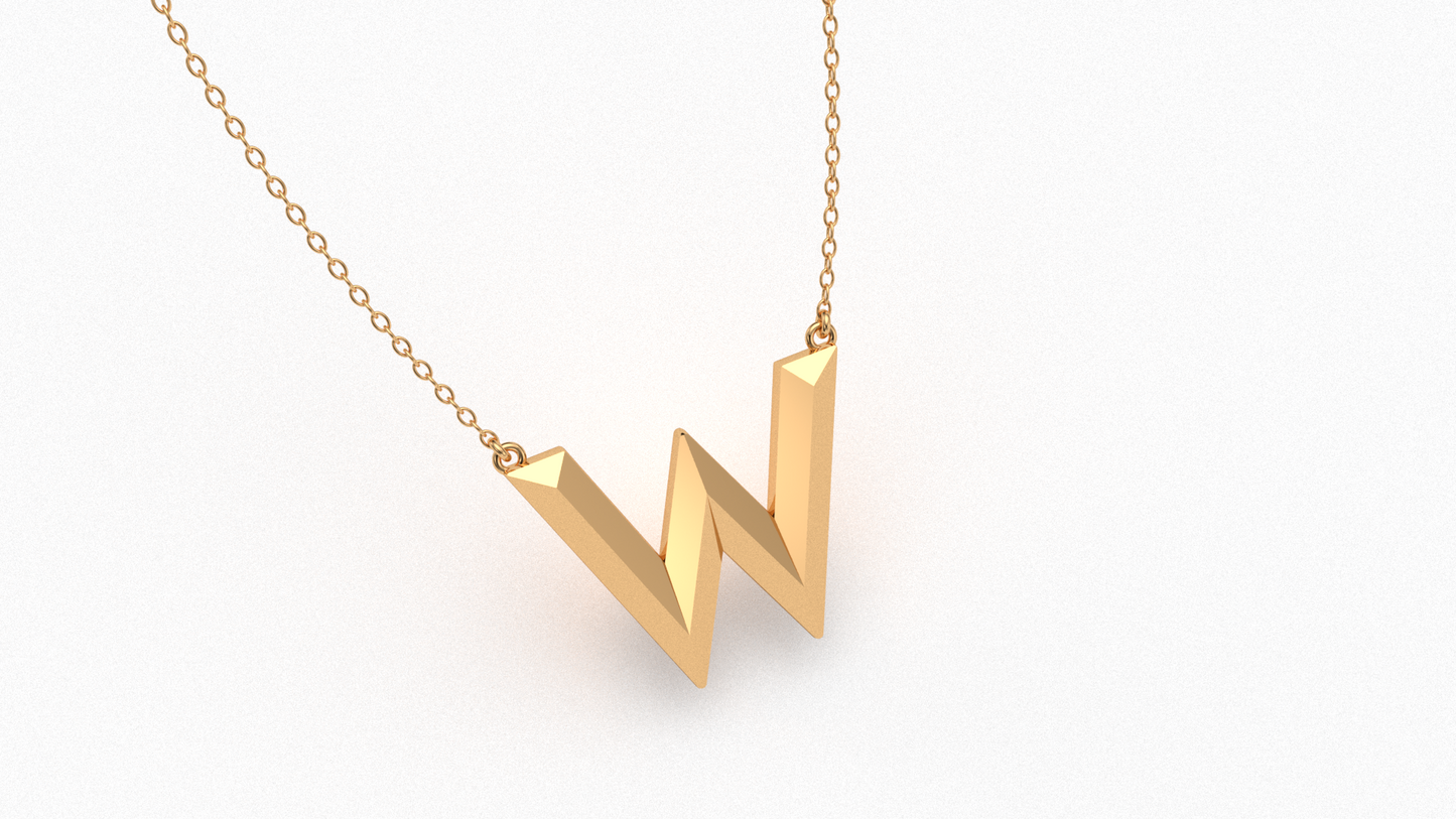 Knife Edge Initial Pendant in 18K Gold