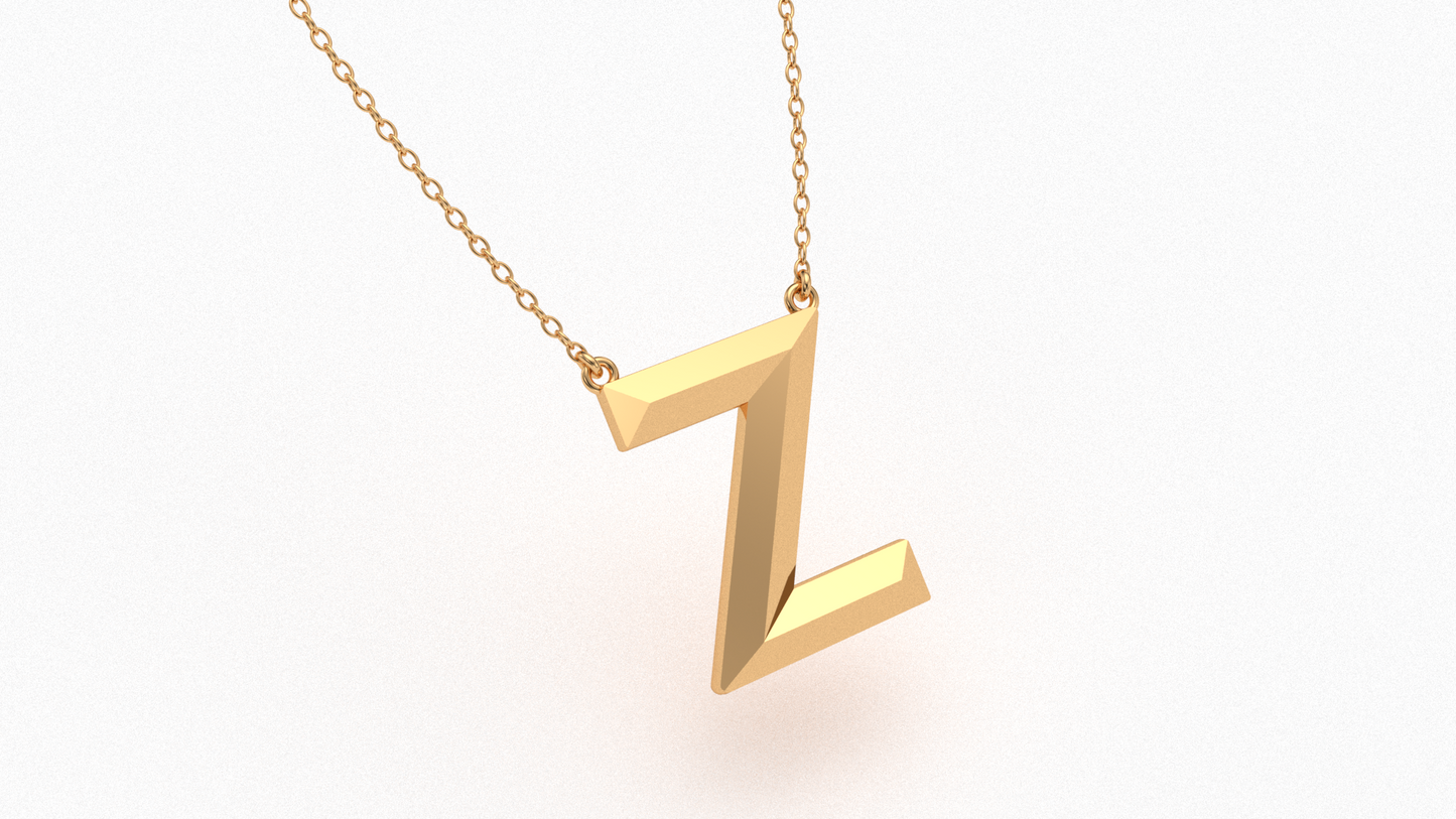 Knife Edge Initial Pendant in 18K Gold