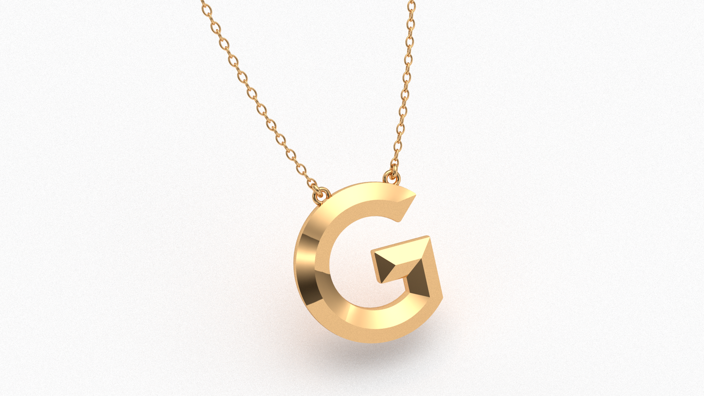Knife Edge Initial Pendant in 18K Gold