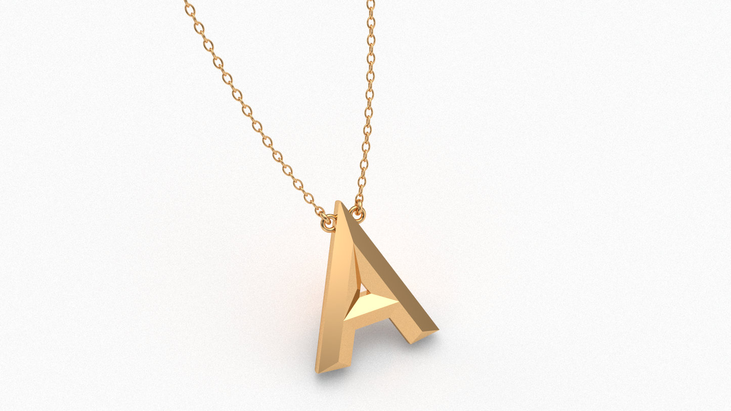 Knife Edge Initial Pendant in 18K Gold