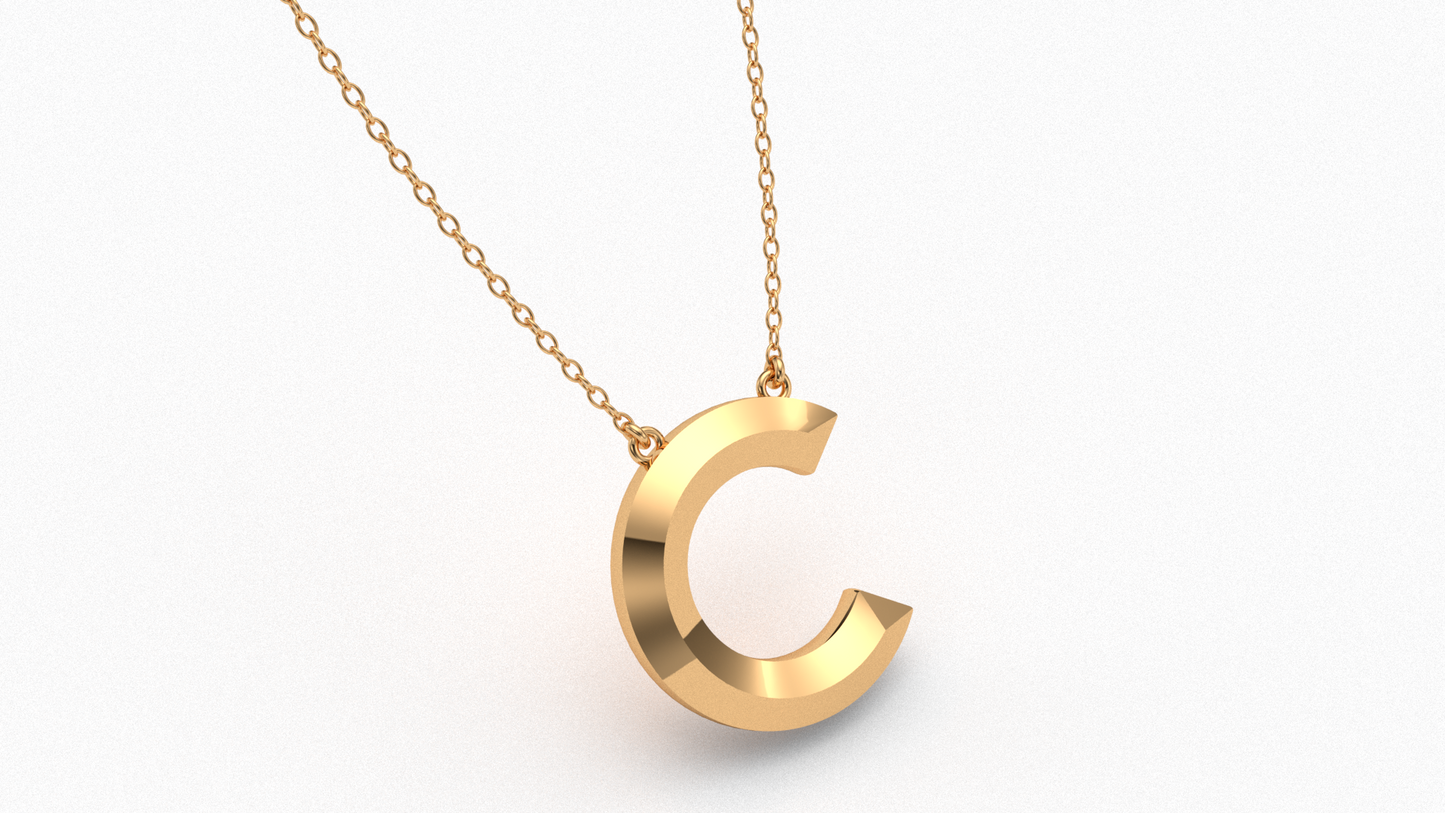 Knife Edge Initial Pendant in 18K Gold