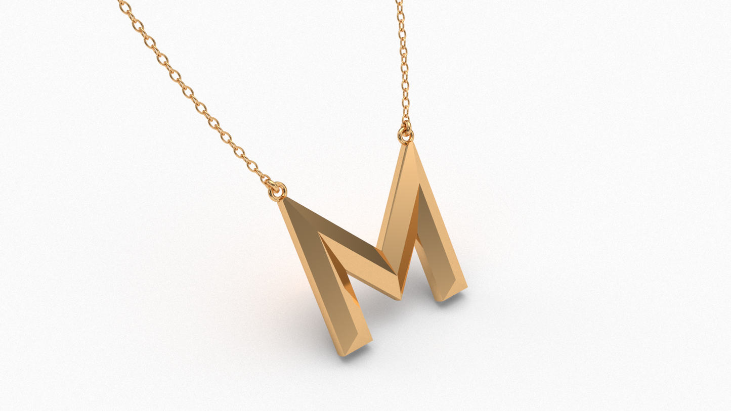 Knife Edge Initial Pendant in 18K Gold