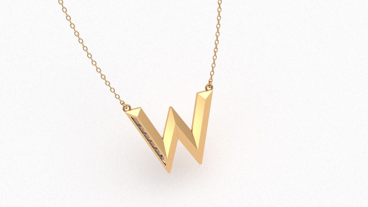 Diamond Initial Pendant in 18K Gold
