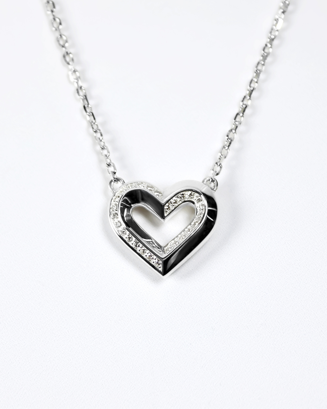 Diamond Heart Pendant in Sterling Silver