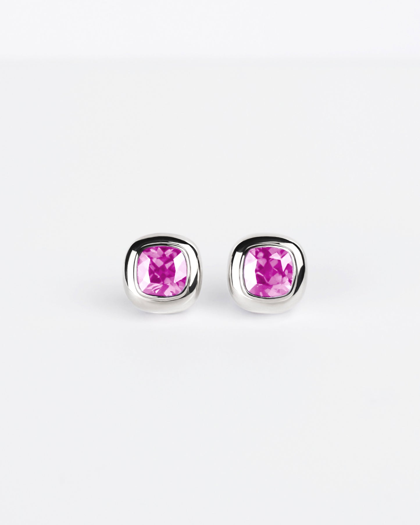 Large Puff Stud Earrings in Sterling Silver