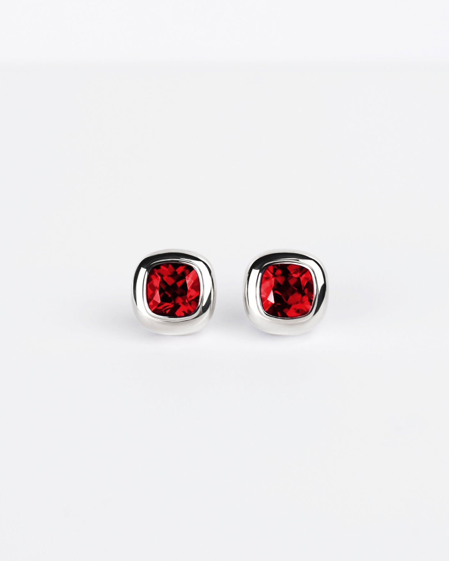 Large Puff Stud Earrings in Sterling Silver