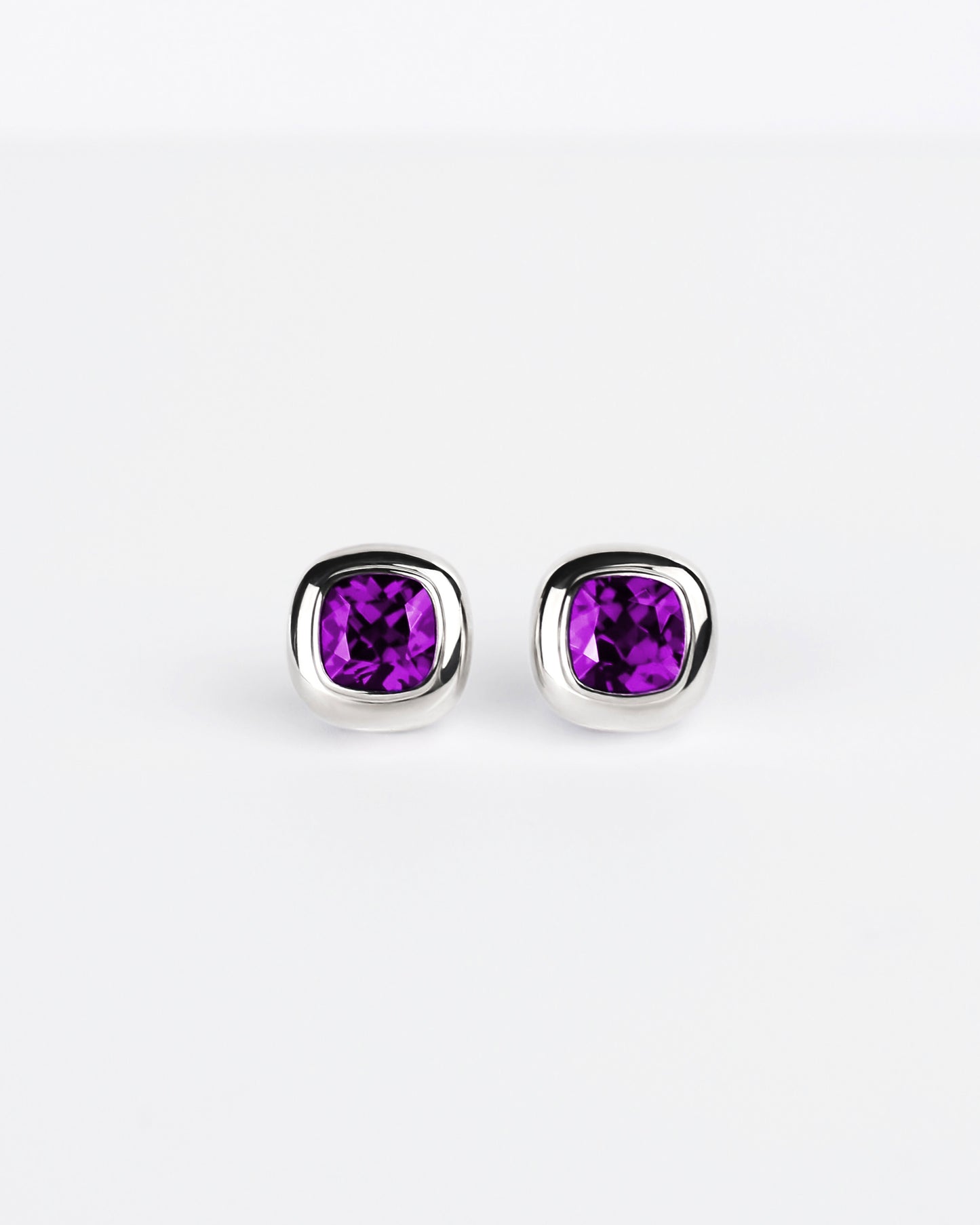 Large Puff Stud Earrings in Sterling Silver