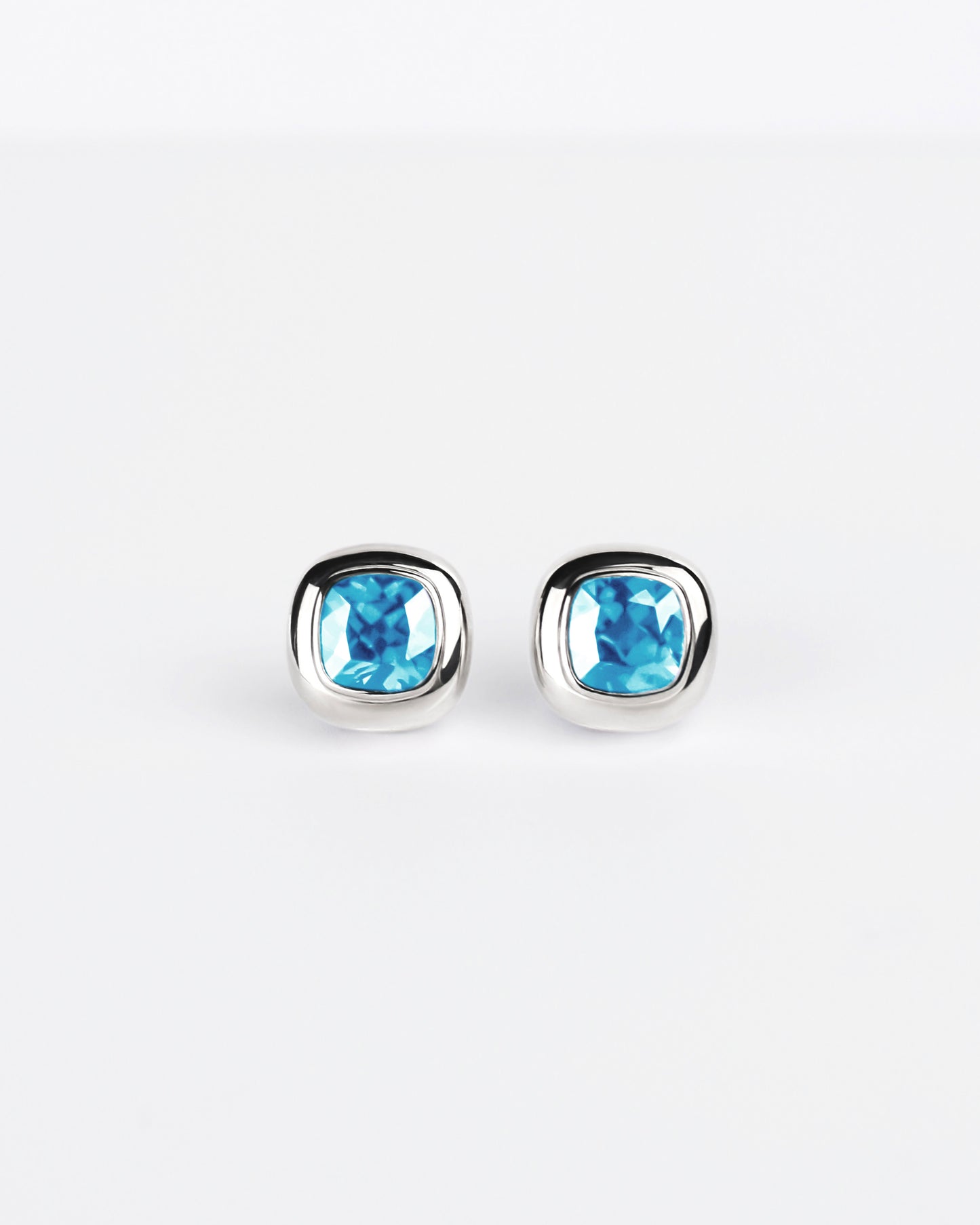 Large Puff Stud Earrings in Sterling Silver