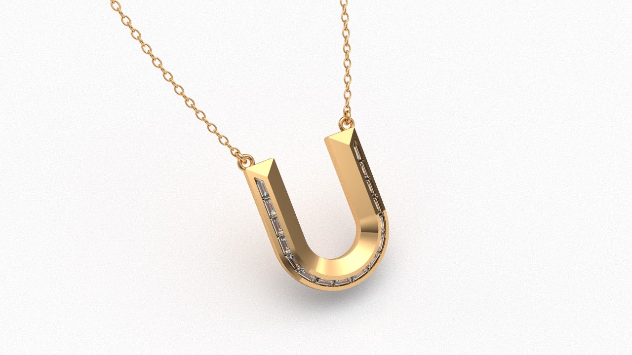 Diamond Initial Pendant in 18K Gold