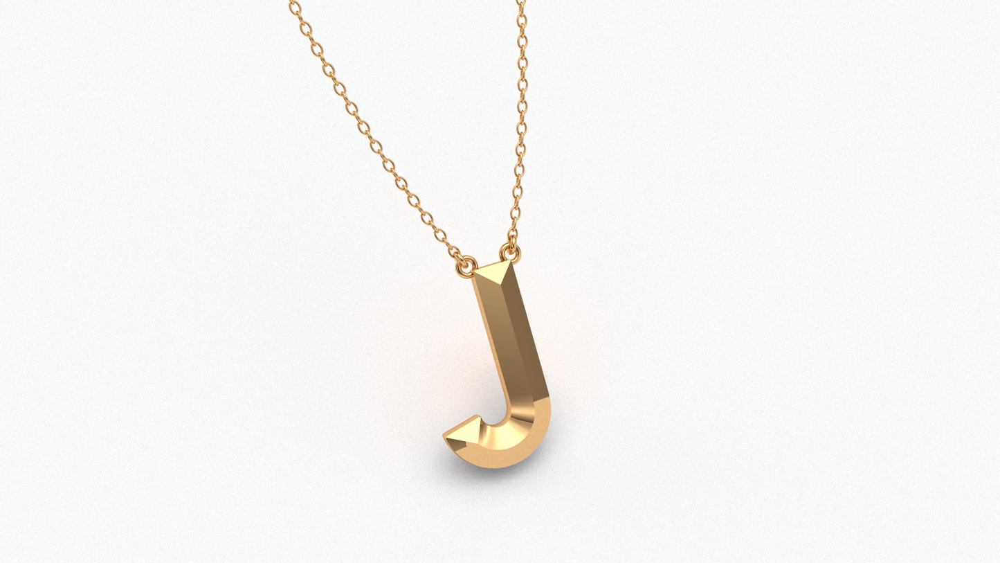 Knife Edge Initial Pendant in 18K Gold