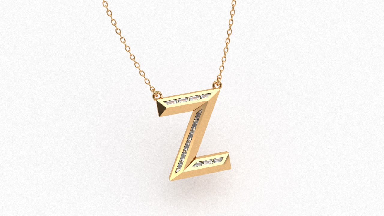 Diamond Initial Pendant in 18K Gold