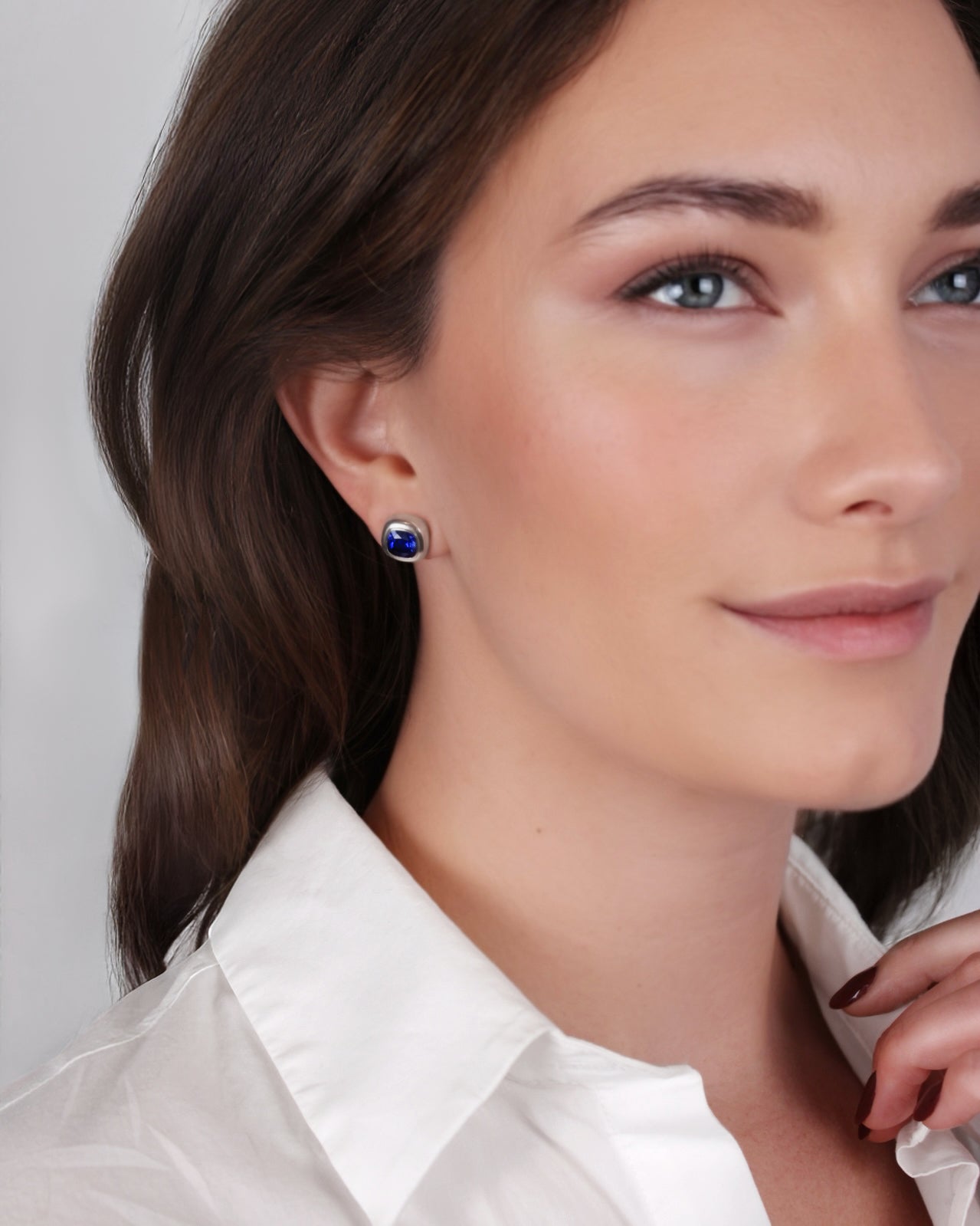 Large Puff Stud Earrings in Sterling Silver