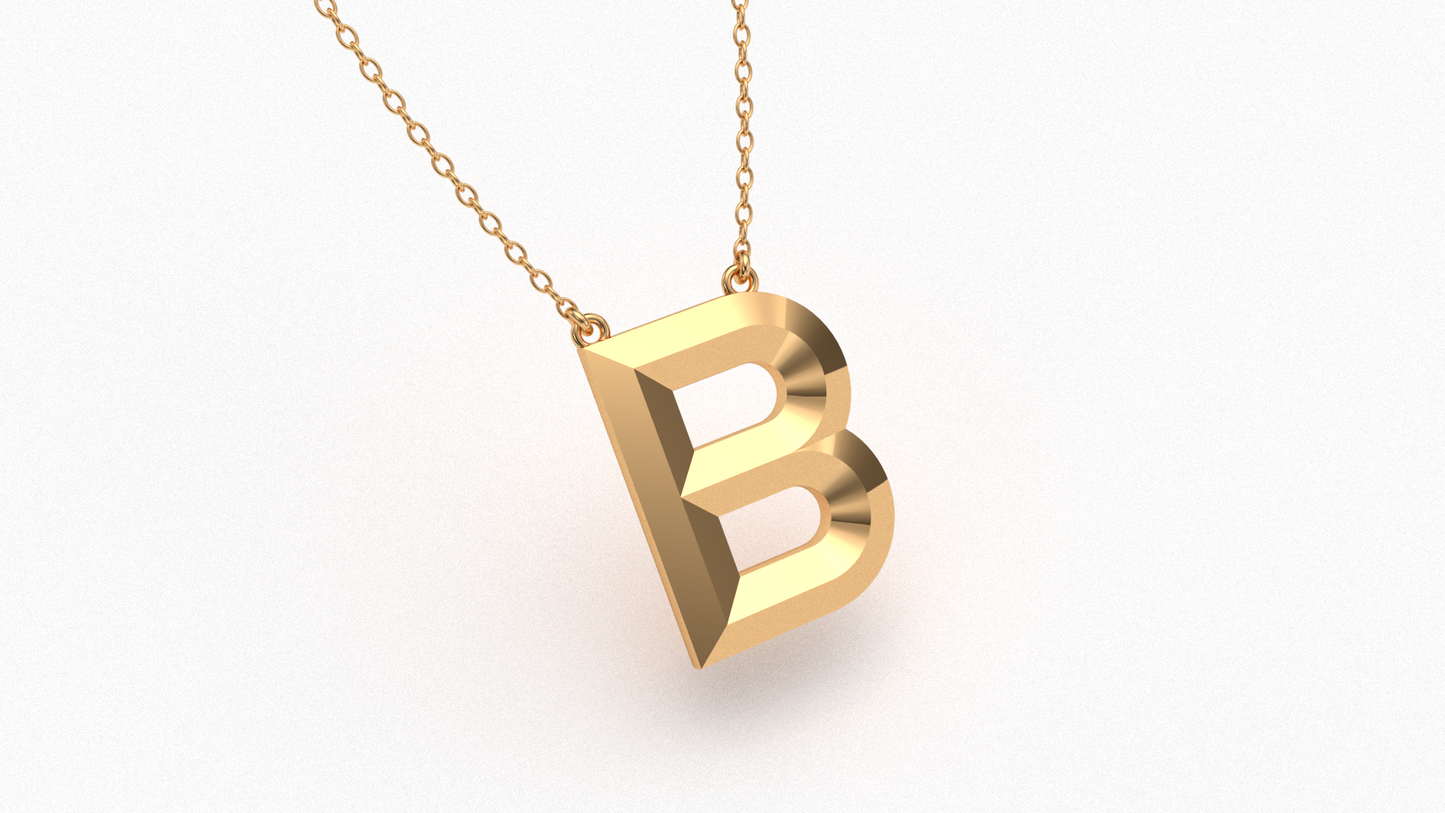 Knife Edge Initial Pendant in 18K Gold