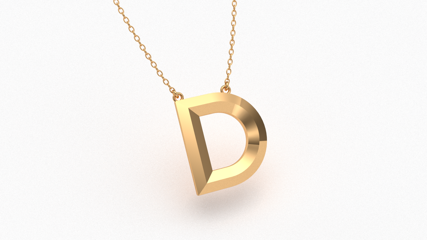 Knife Edge Initial Pendant in 18K Gold