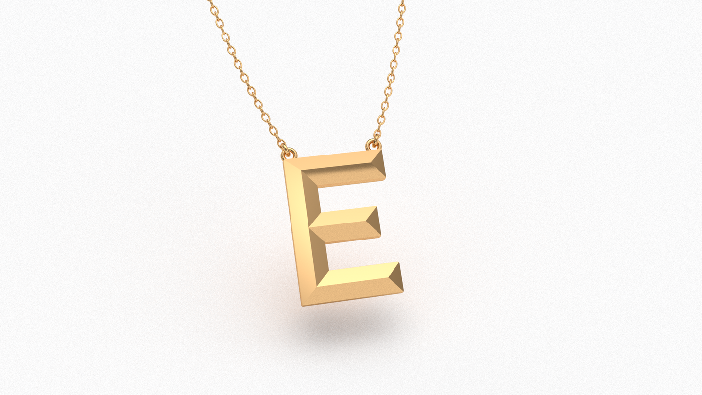 Knife Edge Initial Pendant in 18K Gold