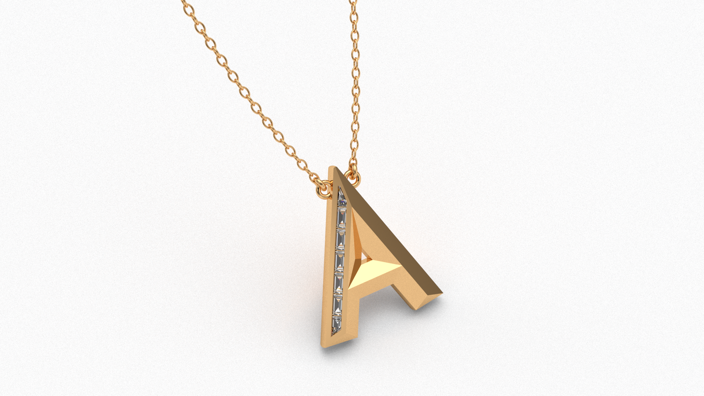 Diamond Initial Pendant in 18K Gold