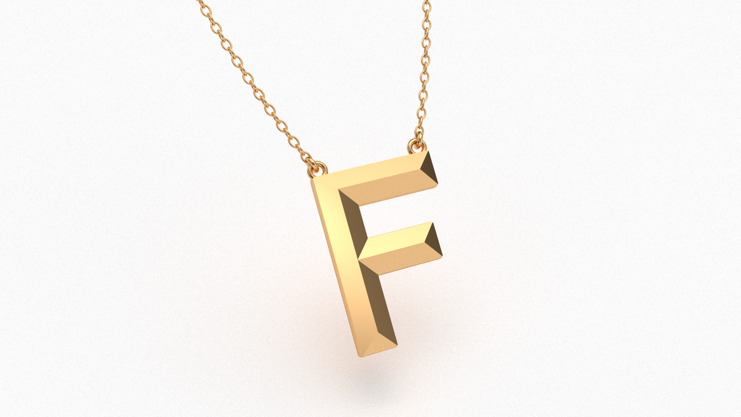 Knife Edge Initial Pendant in 18K Gold