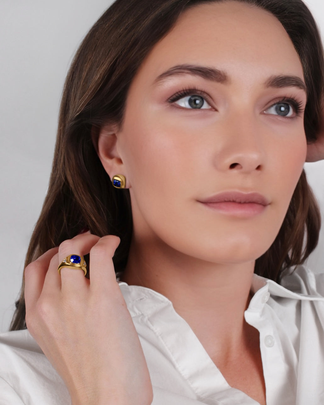 Large Puff Stud Earrings in 18K Gold