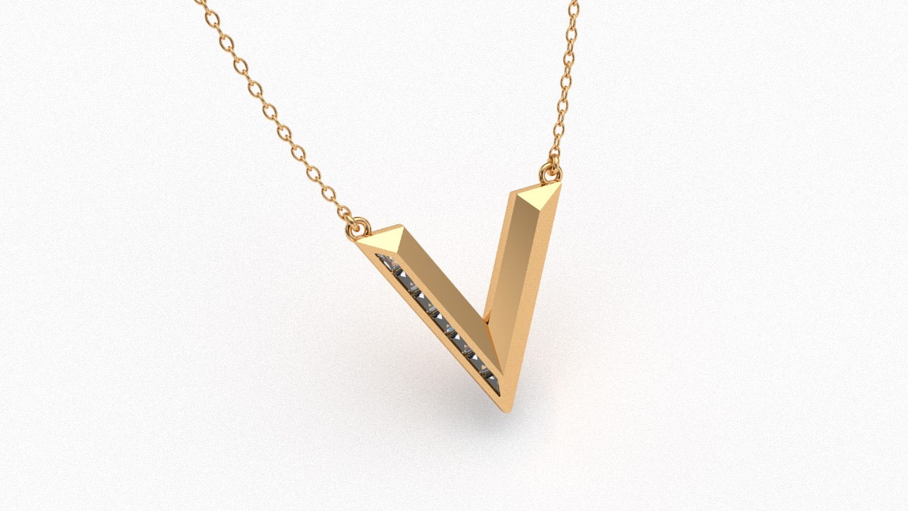 Diamond Initial Pendant in 18K Gold