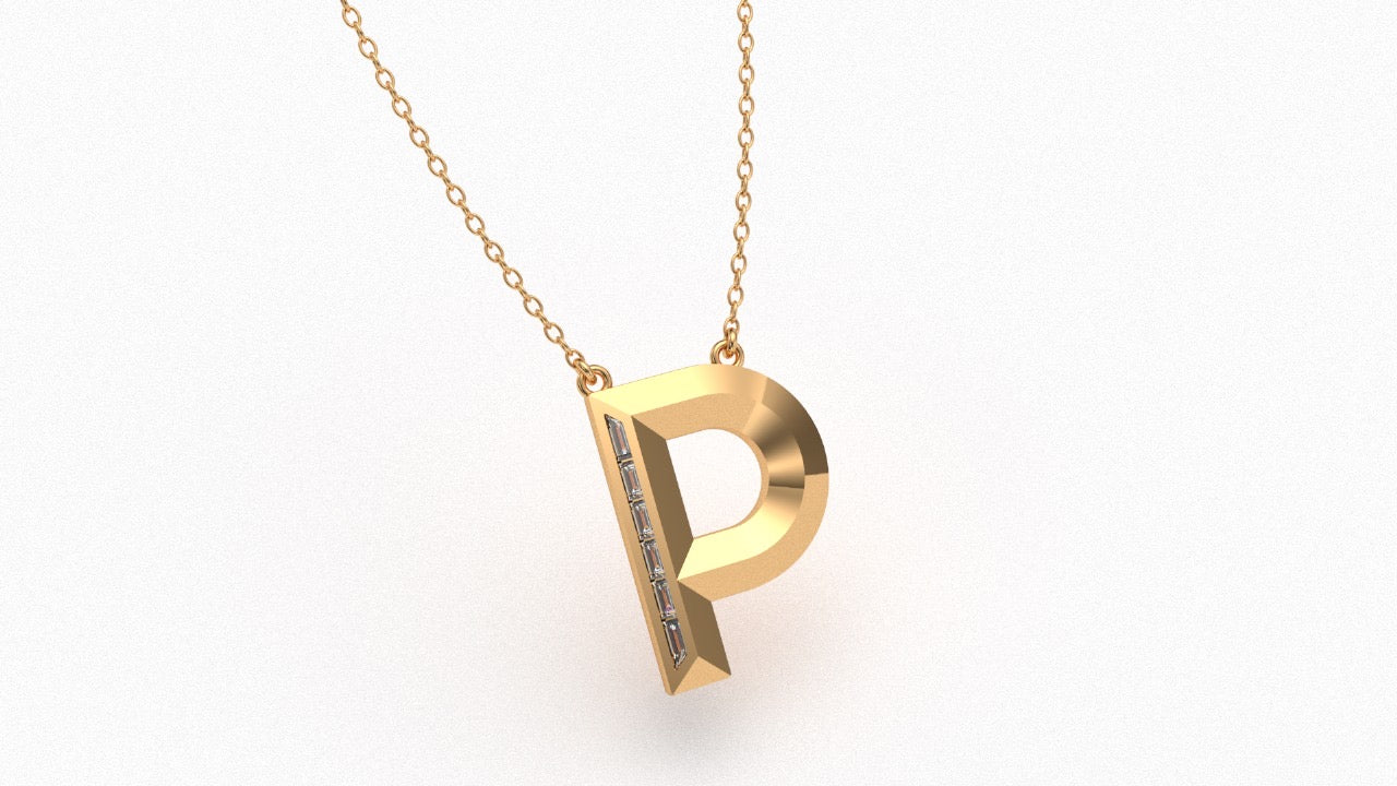 Diamond Initial Pendant in 18K Gold
