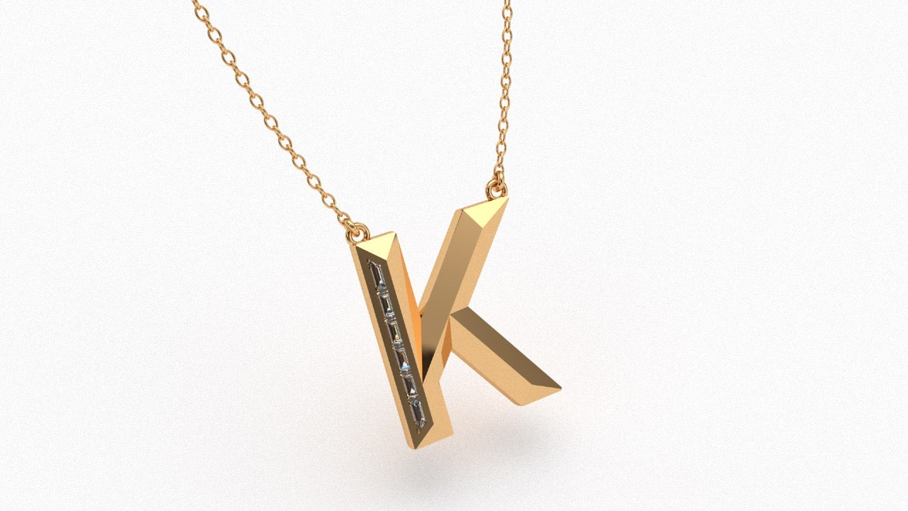 Diamond Initial Pendant in 18K Gold