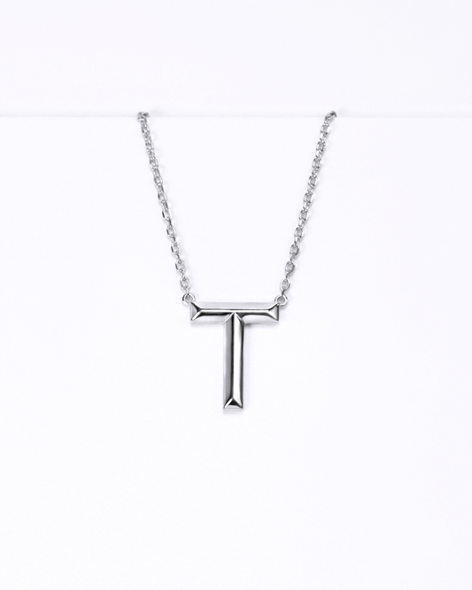 Knife Edge Initial Pendant in Sterling Silver
