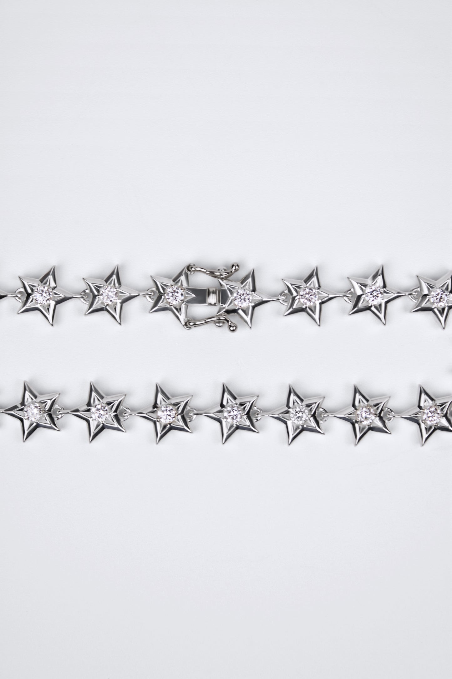 Diamond Star Link Bracelet in Sterling Silver