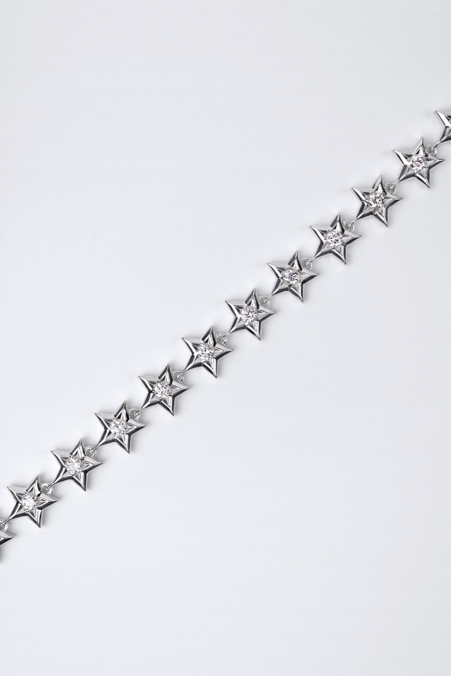 Diamond Star Link Bracelet in Sterling Silver