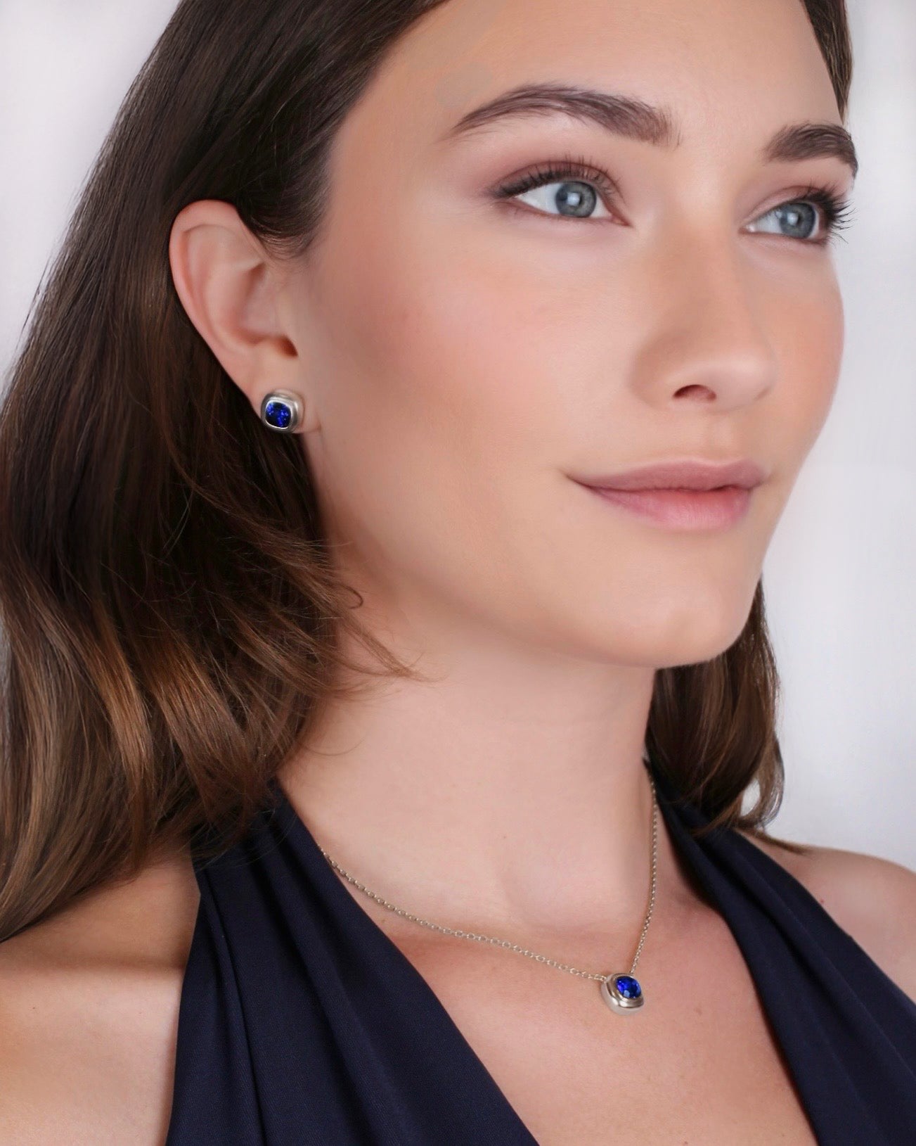 Large Puff Stud Earrings in Sterling Silver