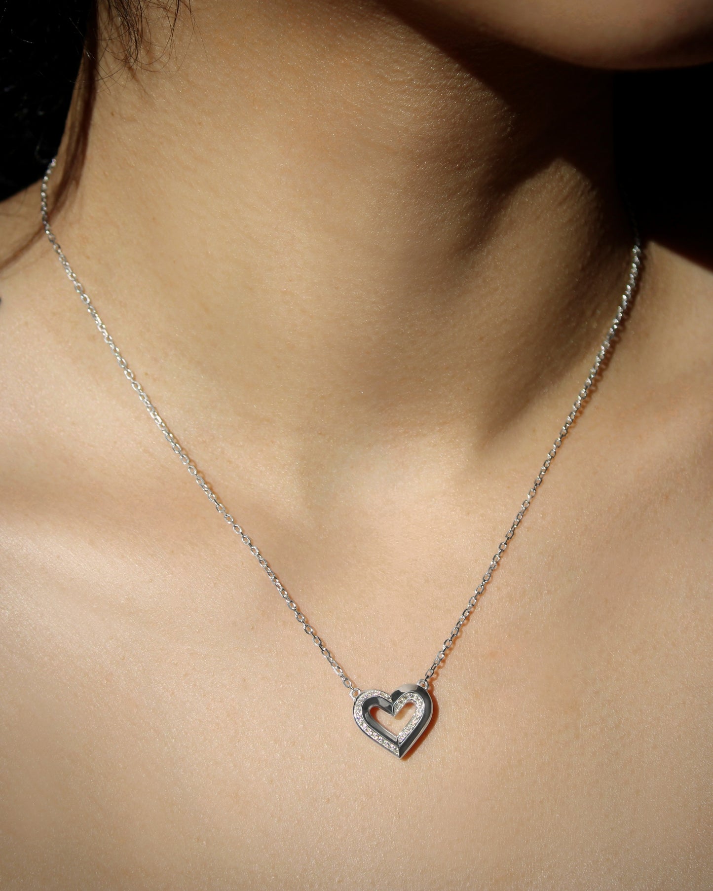 Diamond Heart Pendant in Sterling Silver
