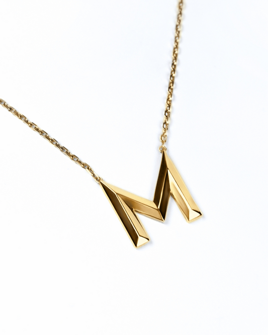 Knife Edge Initial Pendant in 18K Gold