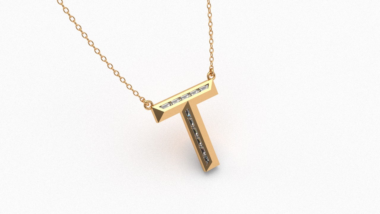 Diamond Initial Pendant in 18K Gold