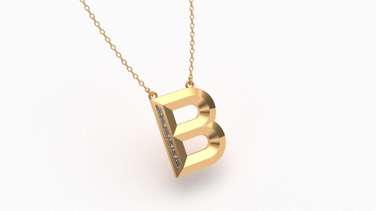 Diamond Initial Pendant in 18K Gold