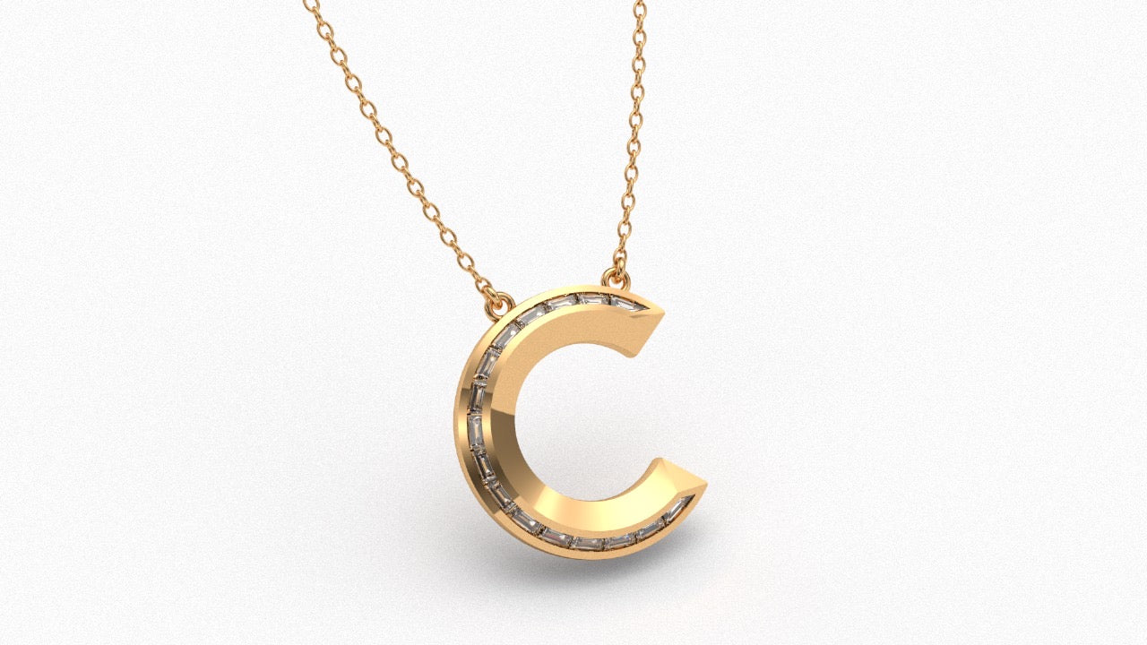 Diamond Initial Pendant in 18K Gold