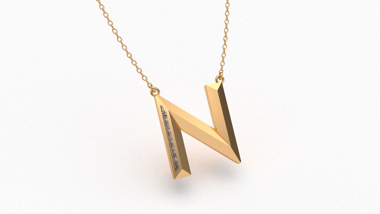 Diamond Initial Pendant in 18K Yellow Gold