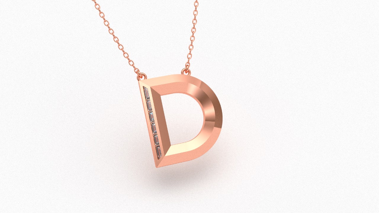 Diamond Initial Pendant in 18K Rose Gold