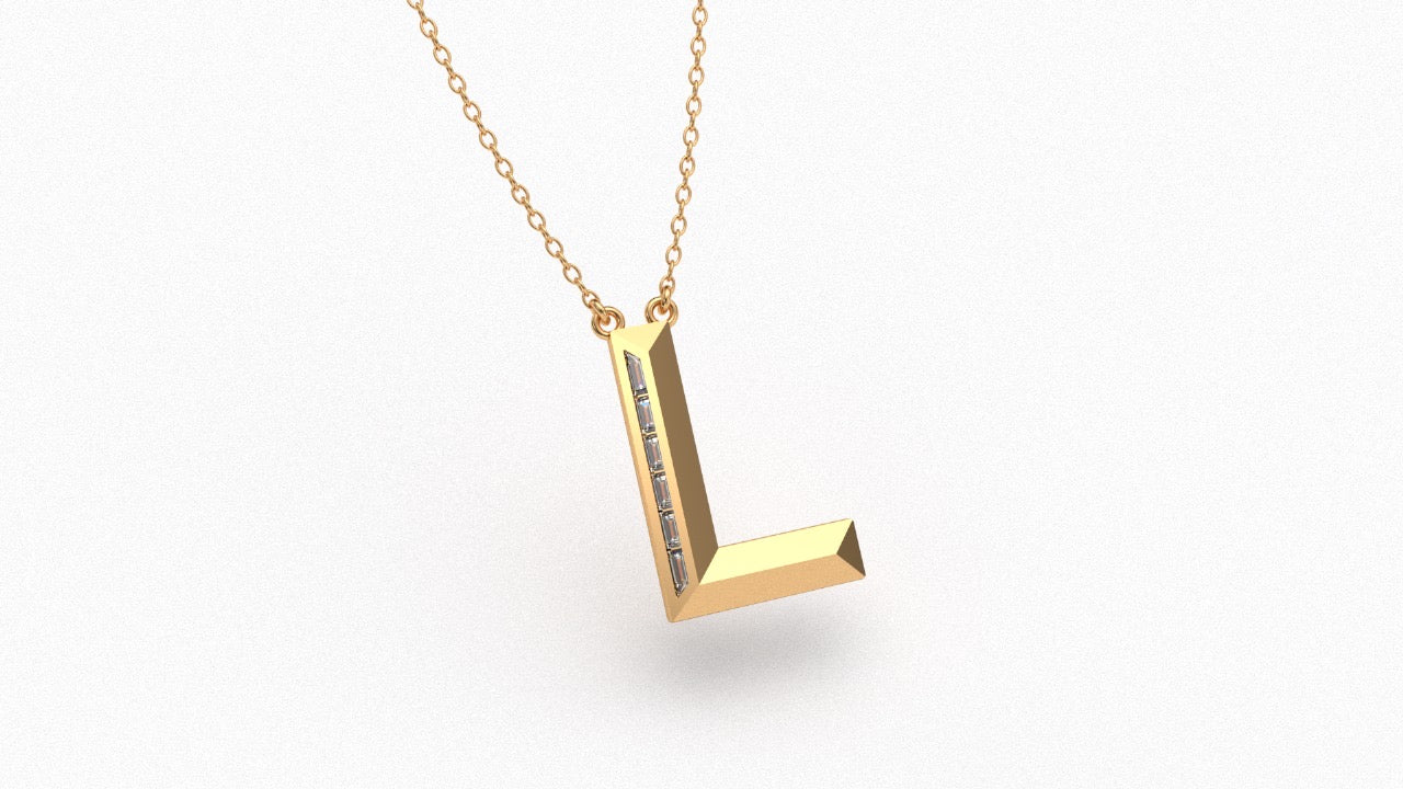 Diamond Initial Pendant in 18K Yellow Gold