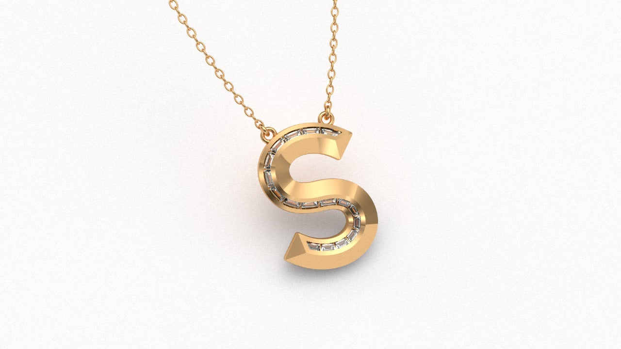 Diamond Initial Pendant in 18K Yellow Gold